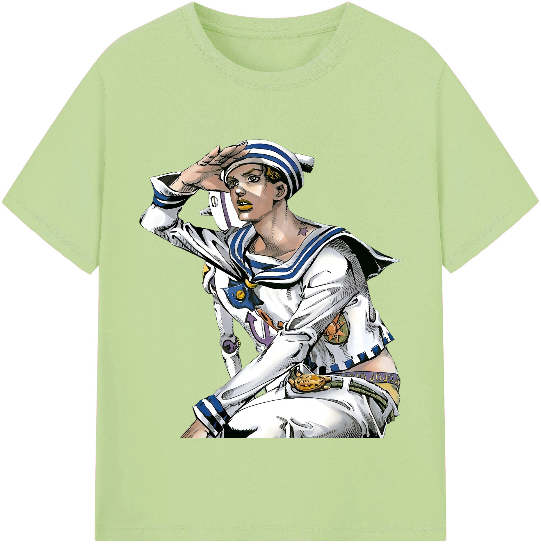 （画像用） ジョジョの奇妙な冒険 東方定助 JoJo's Bizarre Adventure Higashikata Josuke 綿100％半袖Tシャツ（フロントプリント）